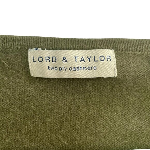 Lord & Taylor 100% Cashmere V-Neck Pullover Sweater Olive Green XS Luxury Knit - Picture 5 of 11